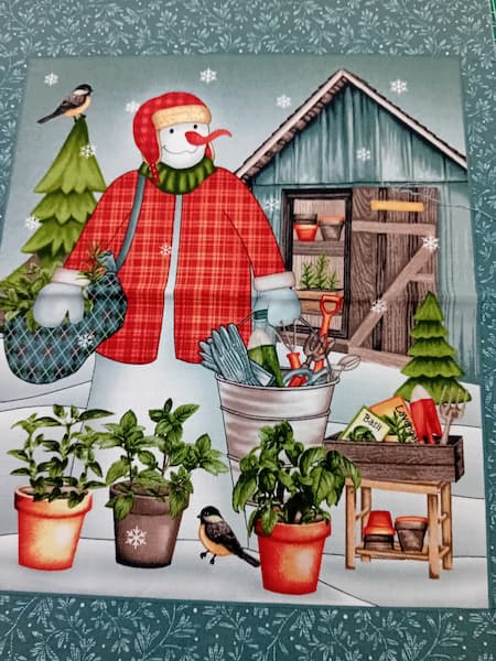 Patchwork - Panel - Gardening Snowmen