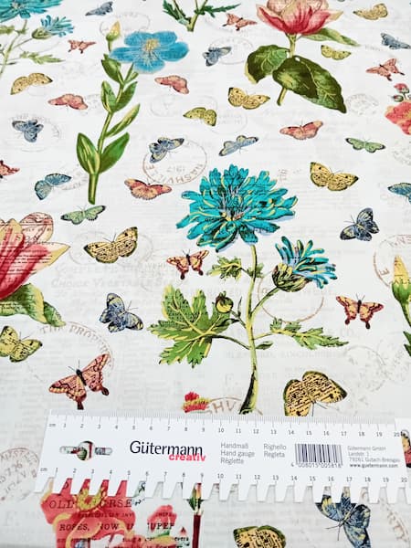 20260727_160032 Patchwork - Meterware - Wild Apple - Schmetterlinge - Blumen - Gold