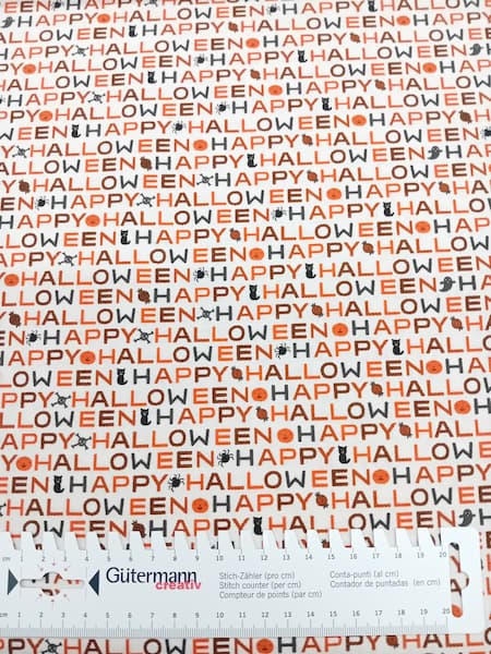 Patchwork - Meterware - Halloween - Hexagon schwarz orange - Happy Haunting