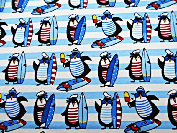 Jersey - Meterware - Pinguine auf Surfbrett - Steinbeck