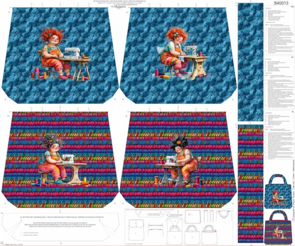 Taschen - Panel - Dame mit Nähmaschine